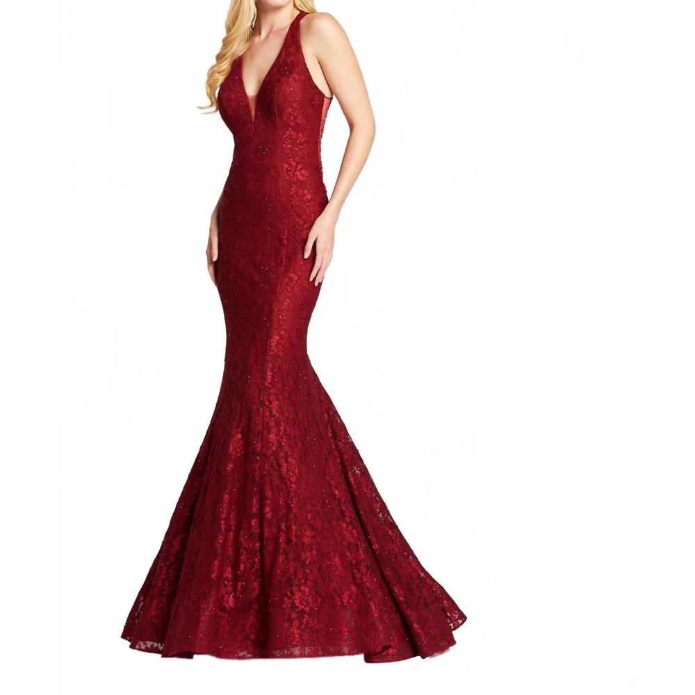 NEW ELLIE WILDE women's prom dress in wine